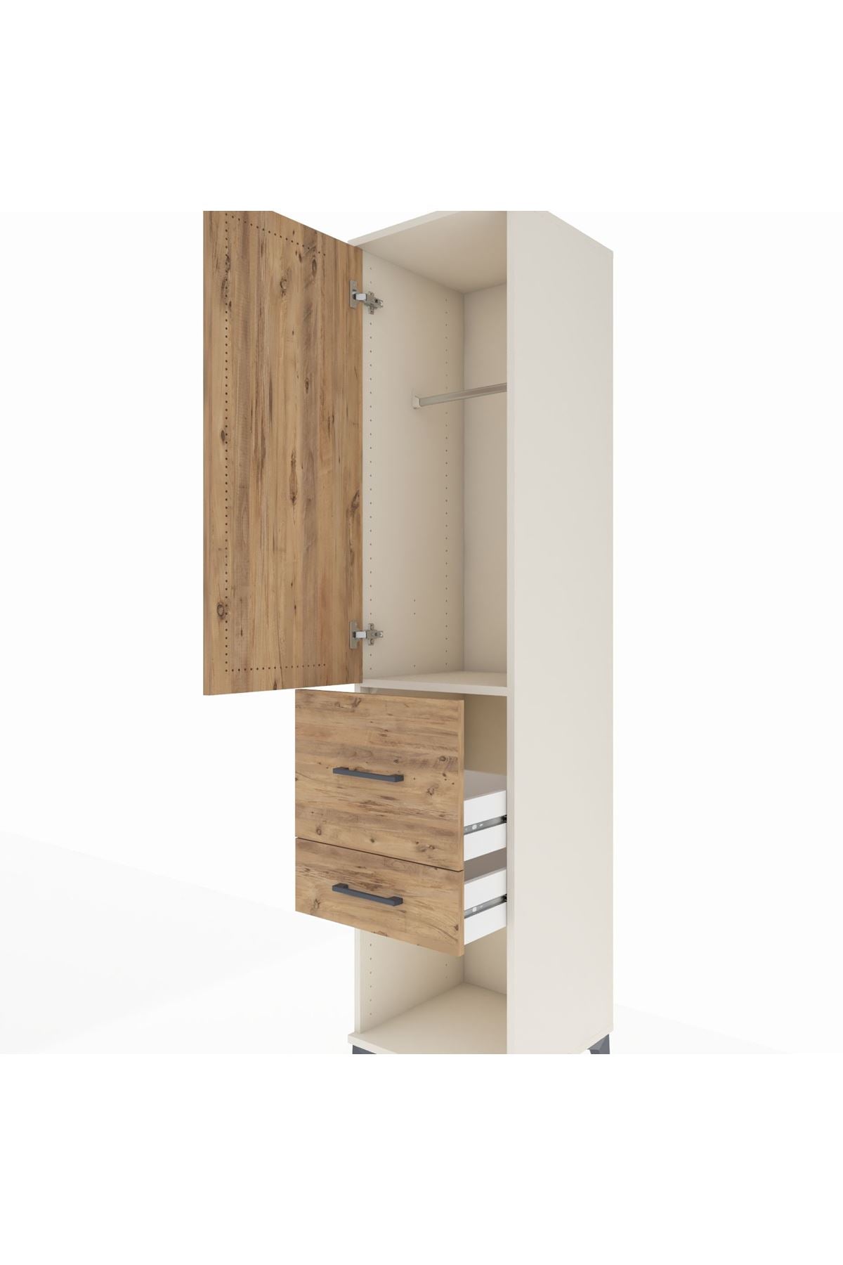 Hyperion Dolap Tek Raflı 2 Çekmeceli Tek Askılı 44x44x195 Aytaşı-Çam