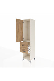 Hyperion Dolap Tek Raflı 2 Çekmeceli Tek Askılı 44x44x195 Aytaşı-Çam