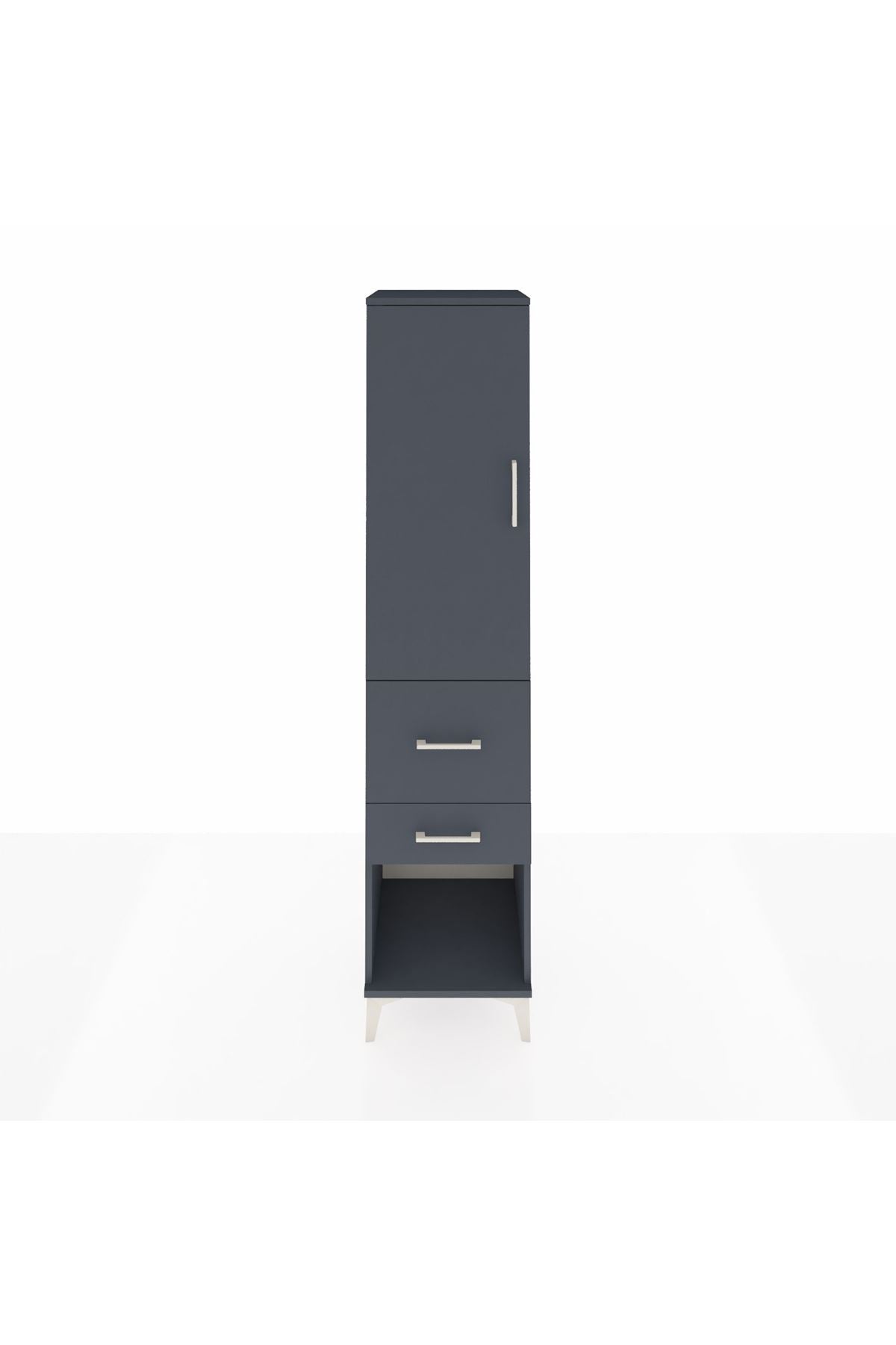 Hyperion Dolap Tek Raflı 2 Çekmeceli Tek Askılı 44x44x195 Antrasit-Antrasit