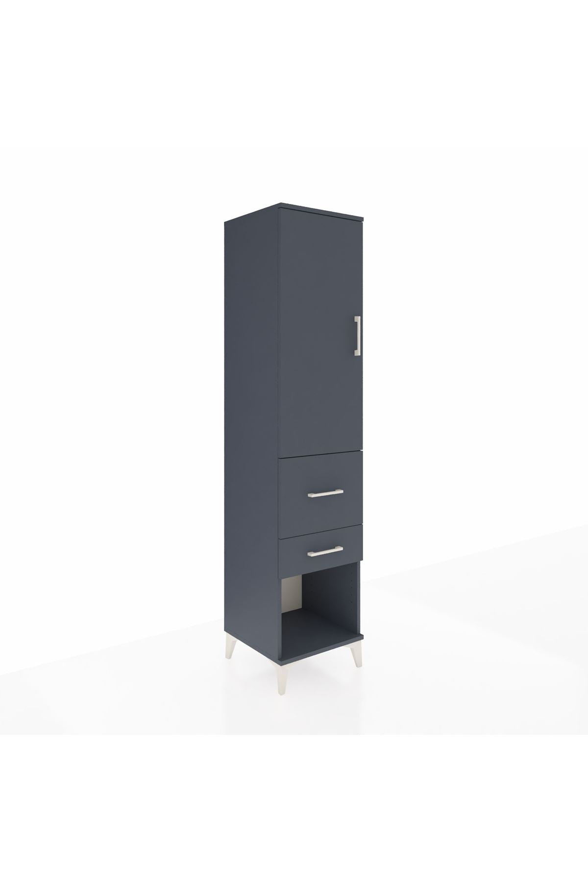 Hyperion Dolap Tek Raflı 2 Çekmeceli Tek Askılı 44x44x195 Antrasit-Antrasit