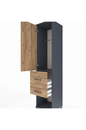 Hyperion Dolap Tek Raflı 2 Çekmeceli Tek Askılı 44x44x195 Antrasit-Çam
