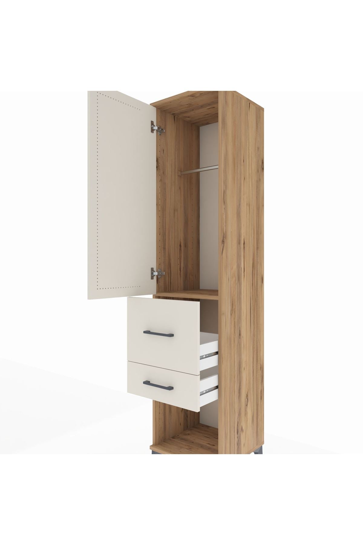 Hyperion Dolap Tek Raflı 2 Çekmeceli Tek Askılı 44x44x195 Çam-Aytaşı