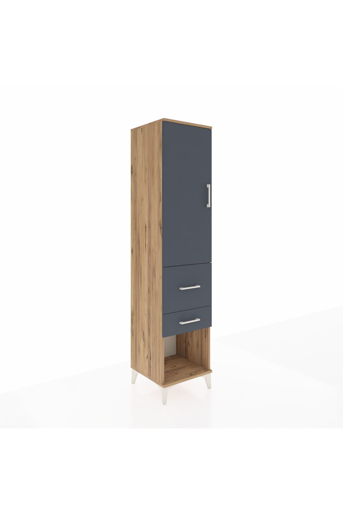 Hyperion Dolap Tek Raflı 2 Çekmeceli Tek Askılı 44x44x195 Çam-Antrasit