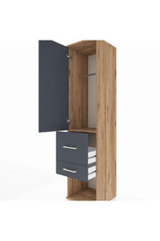 Hyperion Dolap Tek Raflı 2 Çekmeceli Tek Askılı 44x44x195 Çam-Antrasit