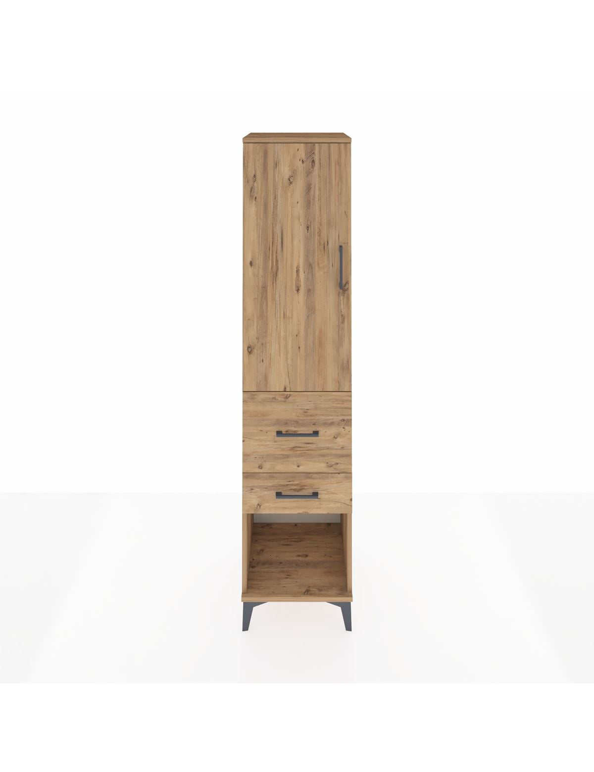 Hyperion Dolap Tek Raflı 2 Çekmeceli Tek Askılı 44x44x195 Çam-Çam