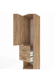 Hyperion Dolap Tek Raflı 2 Çekmeceli Tek Askılı 44x44x195 Çam-Çam