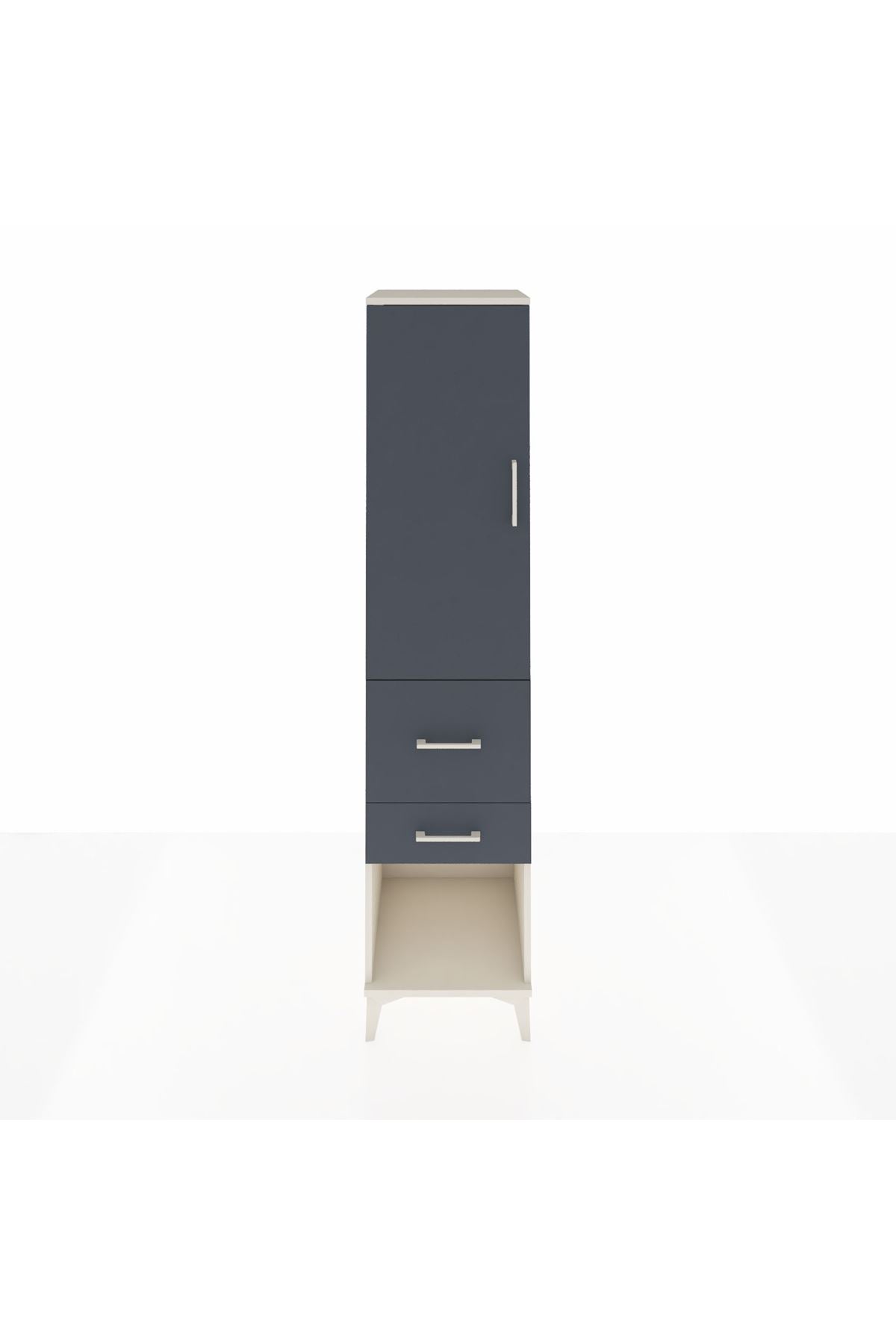 Hyperion Dolap 3 Raflı 2 Çekmeceli Tek Kapaklı 44x44x195 Aytaşı-Antrasit