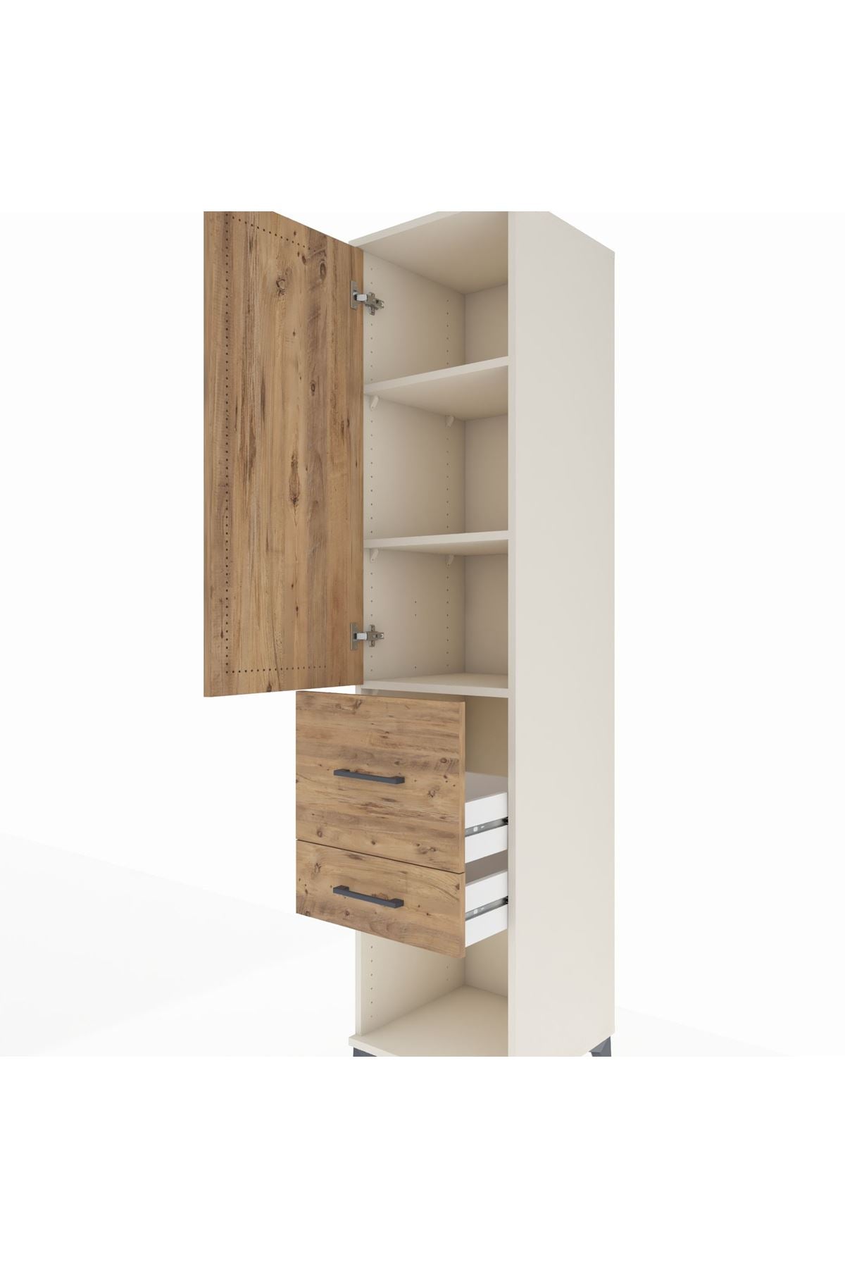 Hyperion Dolap 3 Raflı 2 Çekmeceli Tek Kapaklı 44x44x195 Aytaşı-Çam