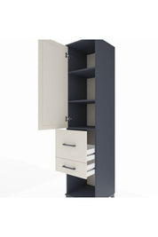 Hyperion Dolap 3 Raflı 2 Çekmeceli Tek Kapaklı 44x44x195 Antrasit-Aytaşı