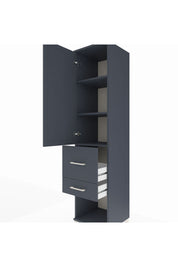 Hyperion Dolap 3 Raflı 2 Çekmeceli Tek Kapaklı 44x44x195 Antrasit-Antrasit