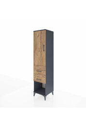 Hyperion Dolap 3 Raflı 2 Çekmeceli Tek Kapaklı 44x44x195 Antrasit-Çam