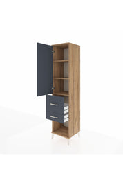 Hyperion Dolap 3 Raflı 2 Çekmeceli Tek Kapaklı 44x44x195 Çam-Antrasit