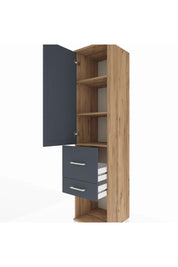 Hyperion Dolap 3 Raflı 2 Çekmeceli Tek Kapaklı 44x44x195 Çam-Antrasit