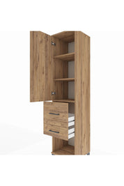 Hyperion Dolap 3 Raflı 2 Çekmeceli Tek Kapaklı 44x44x195 Çam-Çam