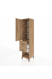 Hyperion Dolap 3 Raflı 2 Çekmeceli Tek Kapaklı 44x44x195 Çam-Çam