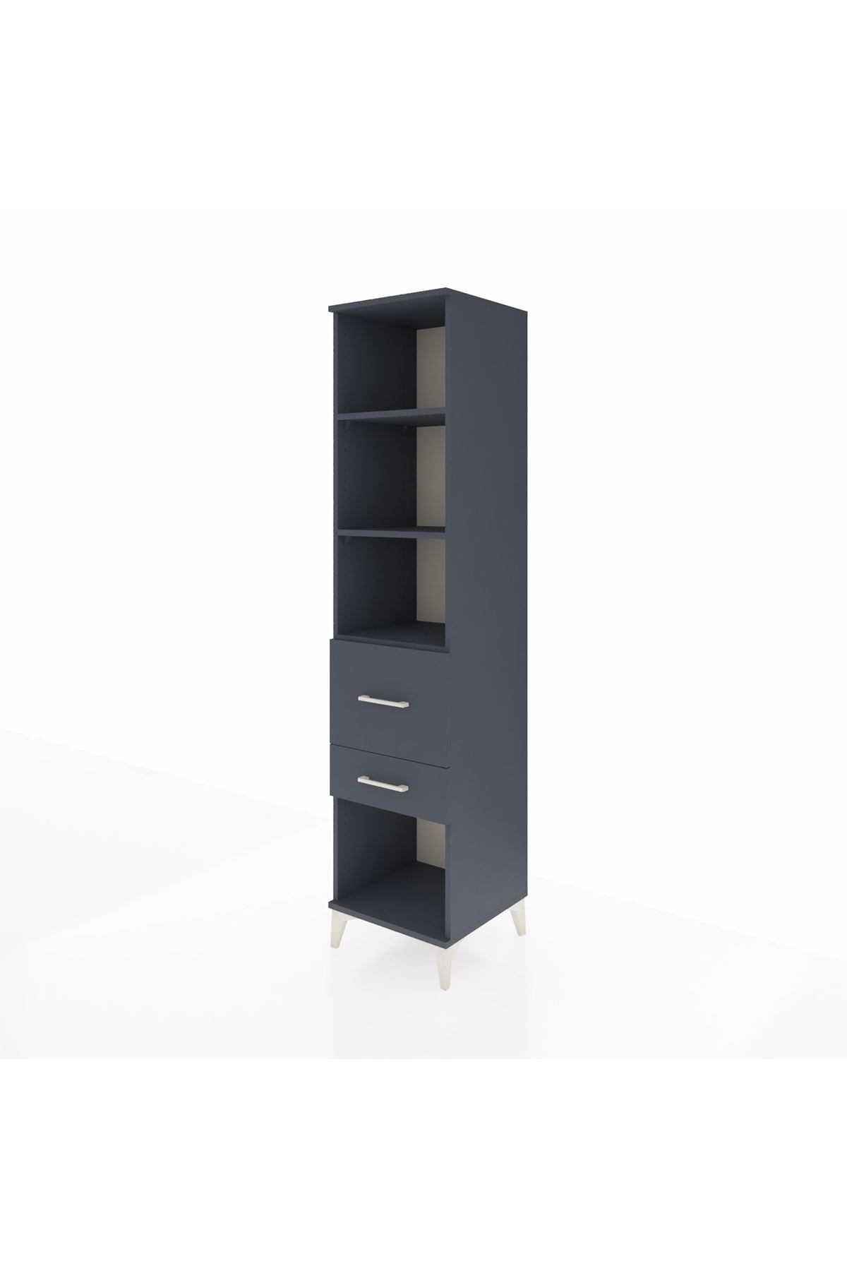 Hyperion Dolap 3 Raflı 2 Çekmeceli 44x44x195 Antrasit-Antrasit