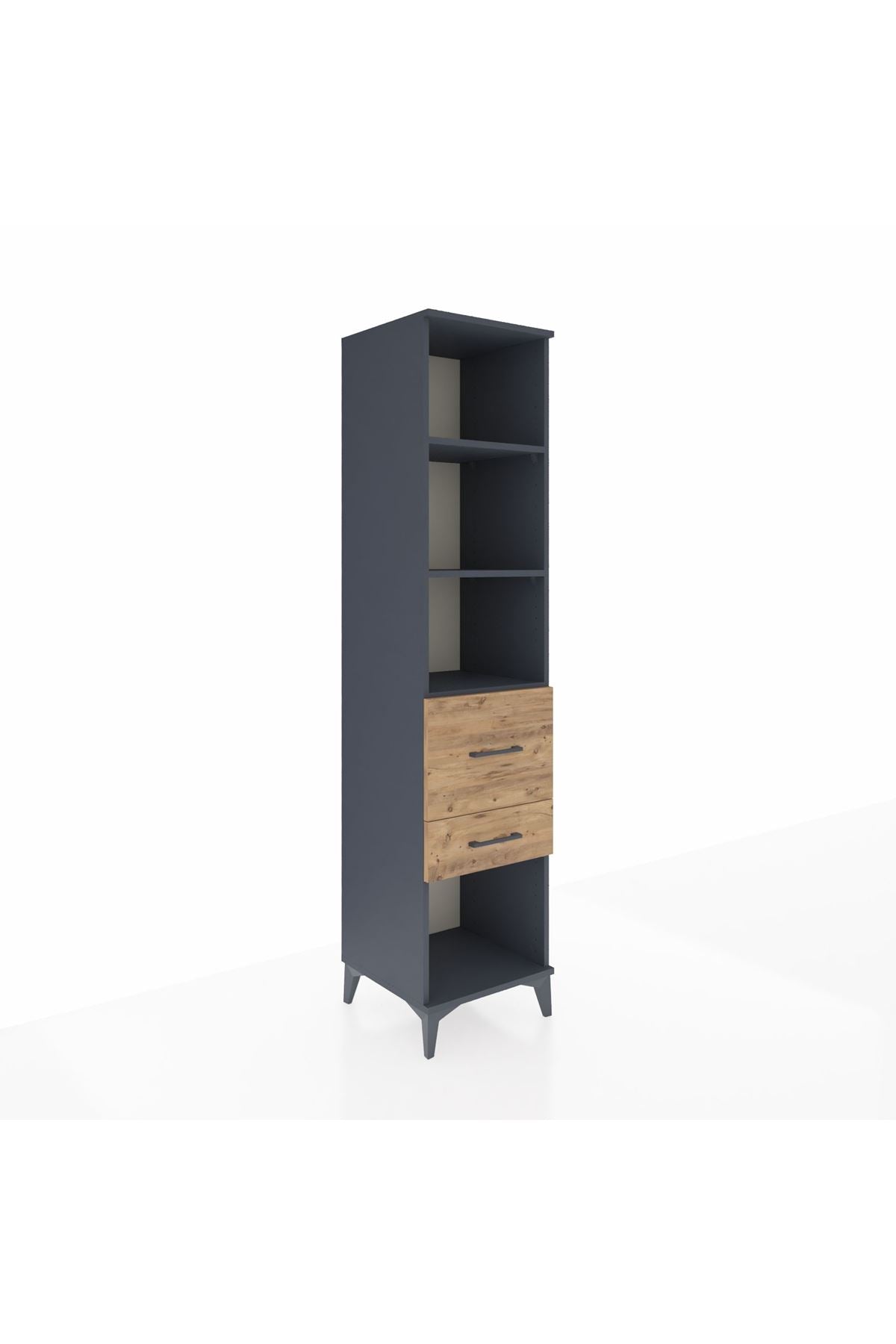 Hyperion Dolap 3 Raflı 2 Çekmeceli 44x44x195 Antrasit-Çam