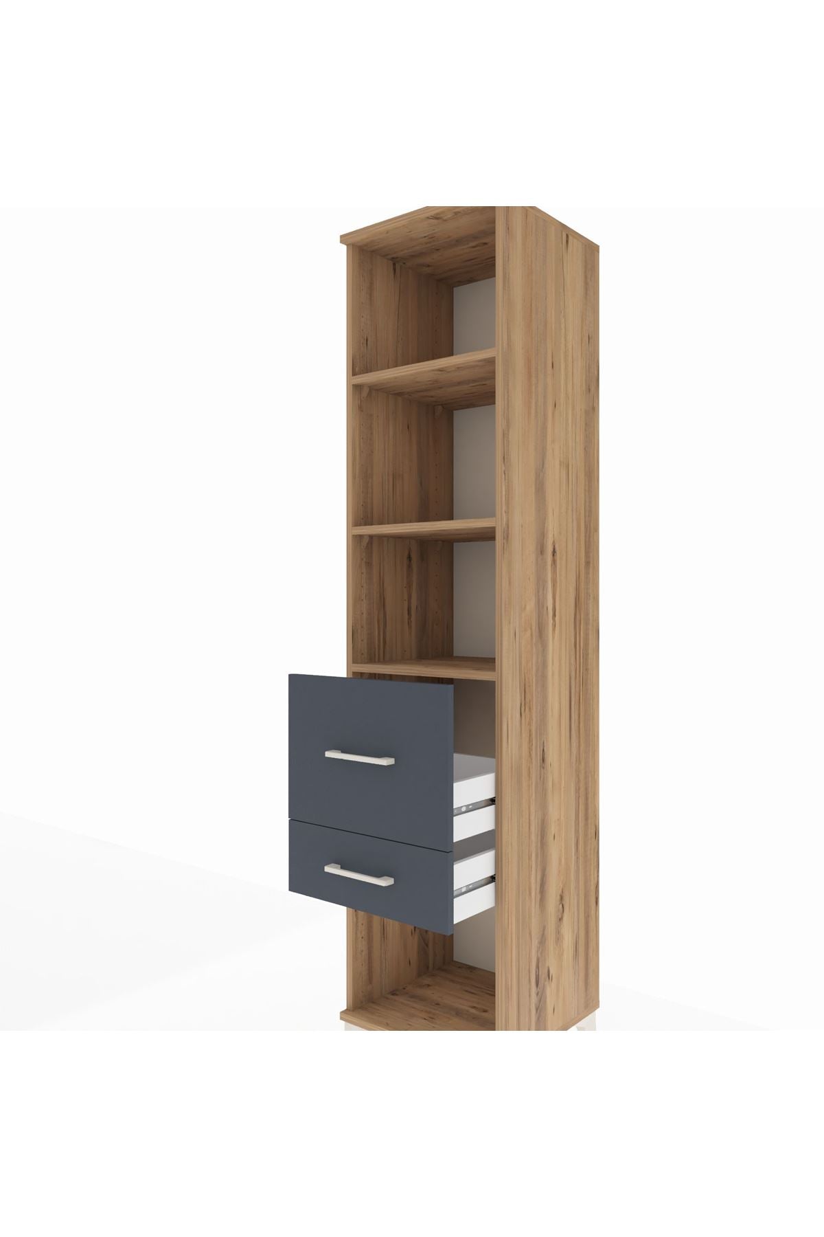 Hyperion Dolap 3 Raflı 2 Çekmeceli 44x44x195 Çam-Antrasit