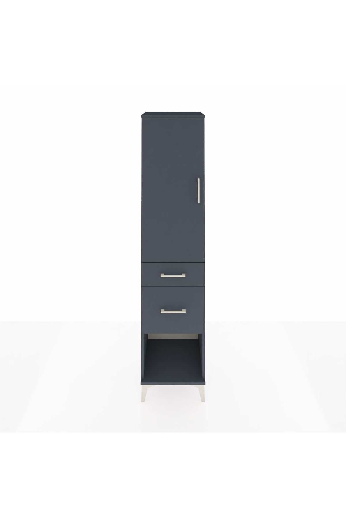 Hyperion Dolap Tek Raflı 2 Çekmeceli Tek Askılı 44x44x195 Antrasit-Antrasit