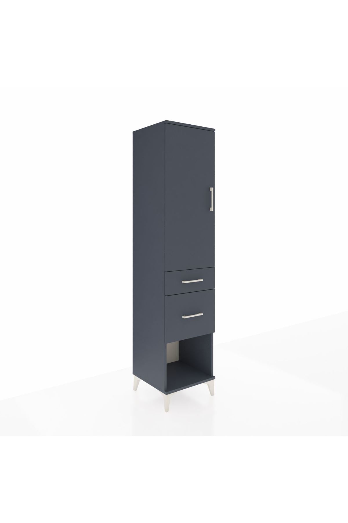 Hyperion Dolap Tek Raflı 2 Çekmeceli Tek Askılı 44x44x195 Antrasit-Antrasit