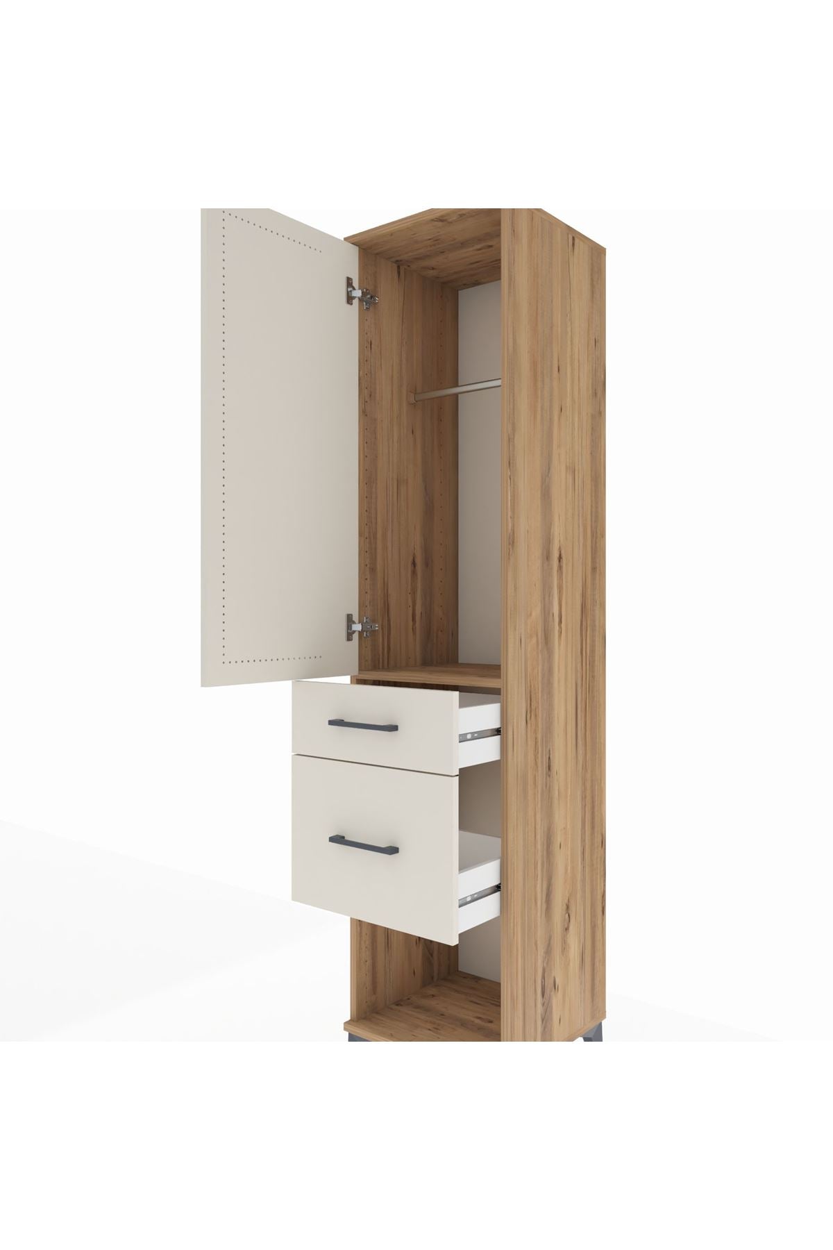 Hyperion Dolap Tek Raflı 2 Çekmeceli Tek Askılı 44x44x195 Çam-Aytaşı