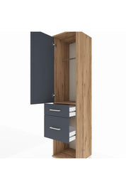 Hyperion Dolap Tek Raflı 2 Çekmeceli Tek Askılı 44x44x195 Çam-Antrasit