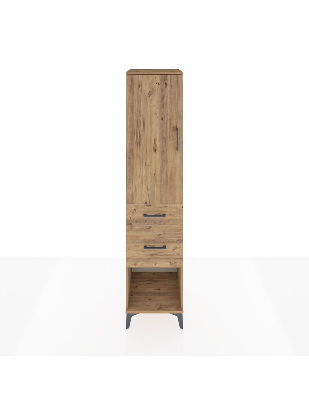 Hyperion Dolap Tek Raflı 2 Çekmeceli Tek Askılı 44x44x195 Çam-Çam