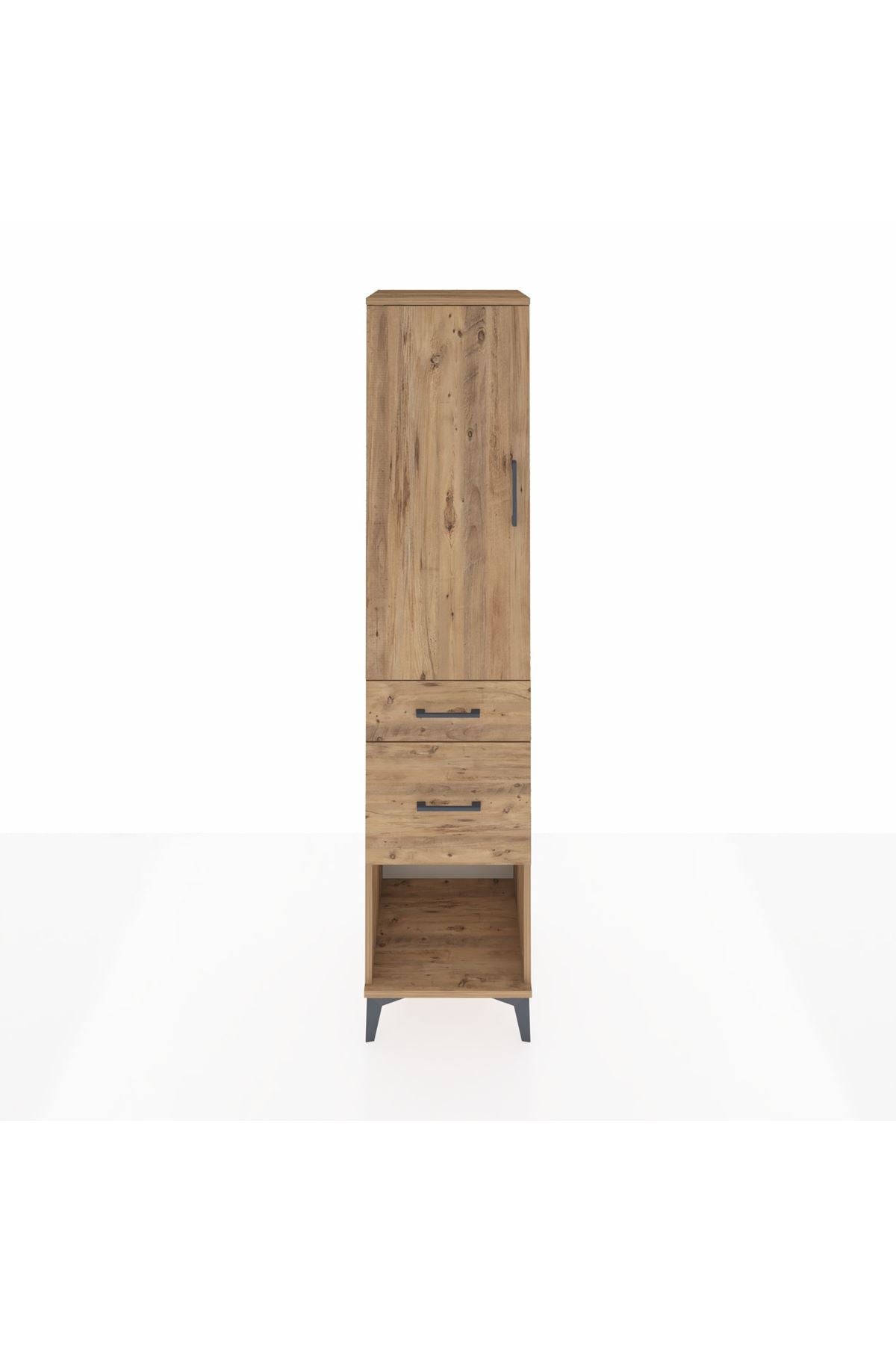 Hyperion Dolap Tek Raflı 2 Çekmeceli Tek Askılı 44x44x195 Çam-Çam