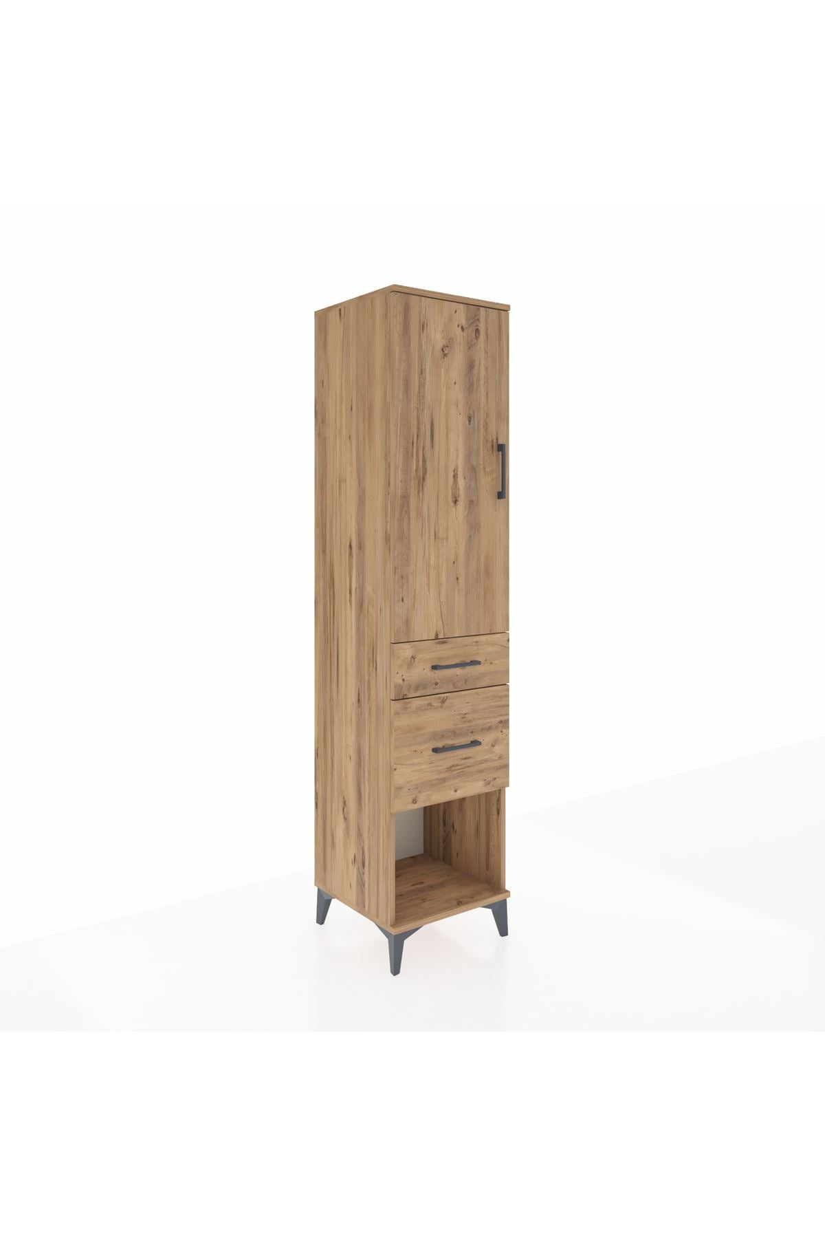 Hyperion Dolap Tek Raflı 2 Çekmeceli Tek Askılı 44x44x195 Çam-Çam