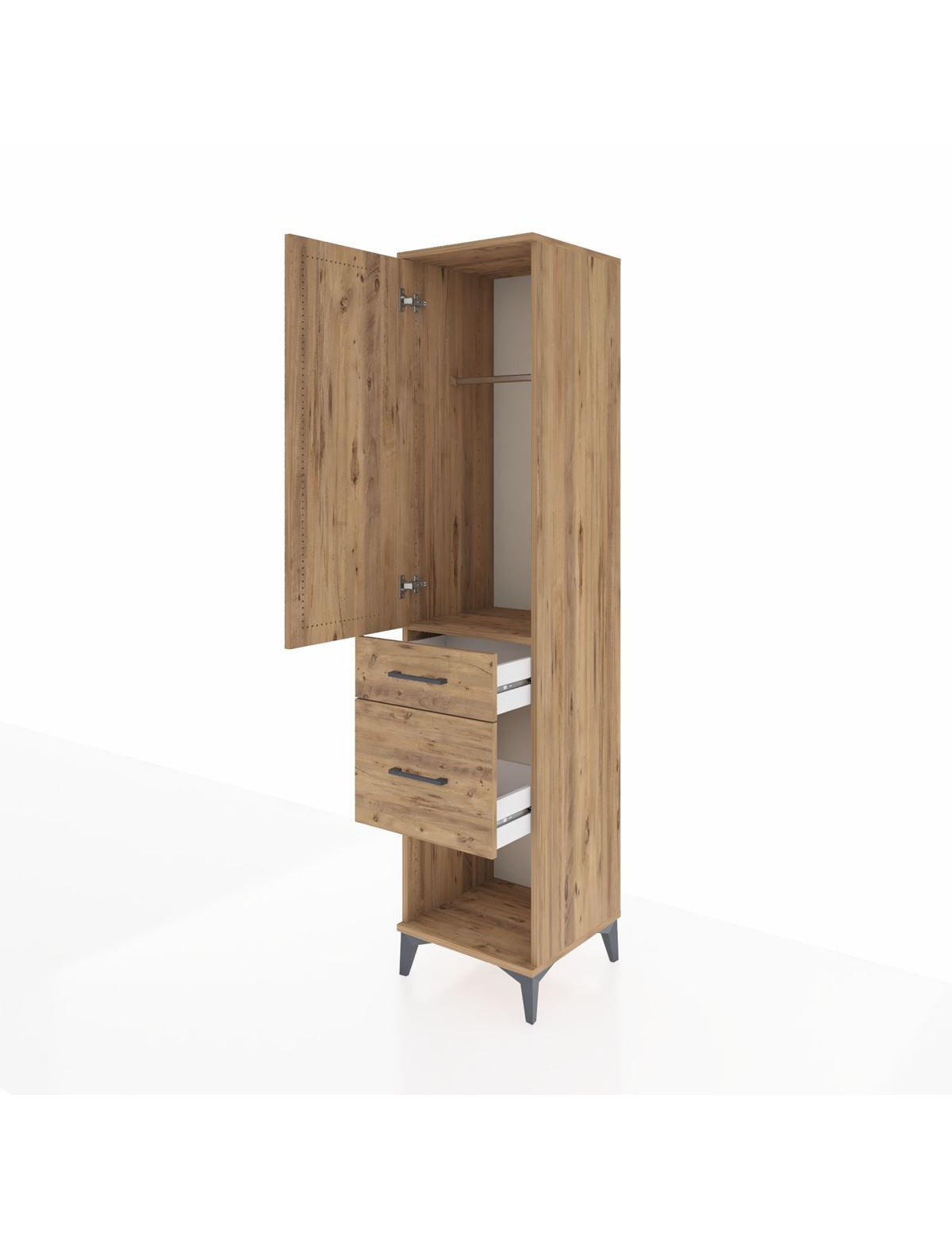 Hyperion Dolap Tek Raflı 2 Çekmeceli Tek Askılı 44x44x195 - S58M053V9B