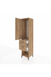 Hyperion Dolap Tek Raflı 2 Çekmeceli Tek Askılı 44x44x195 Çam-Çam