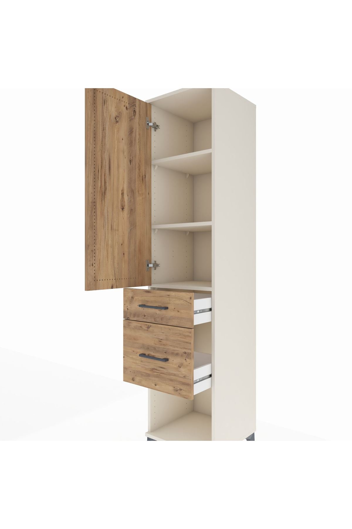 Hyperion Dolap 3 Raflı 2 Çekmeceli Tek Kapaklı 44x44x195 Aytaşı-Çam