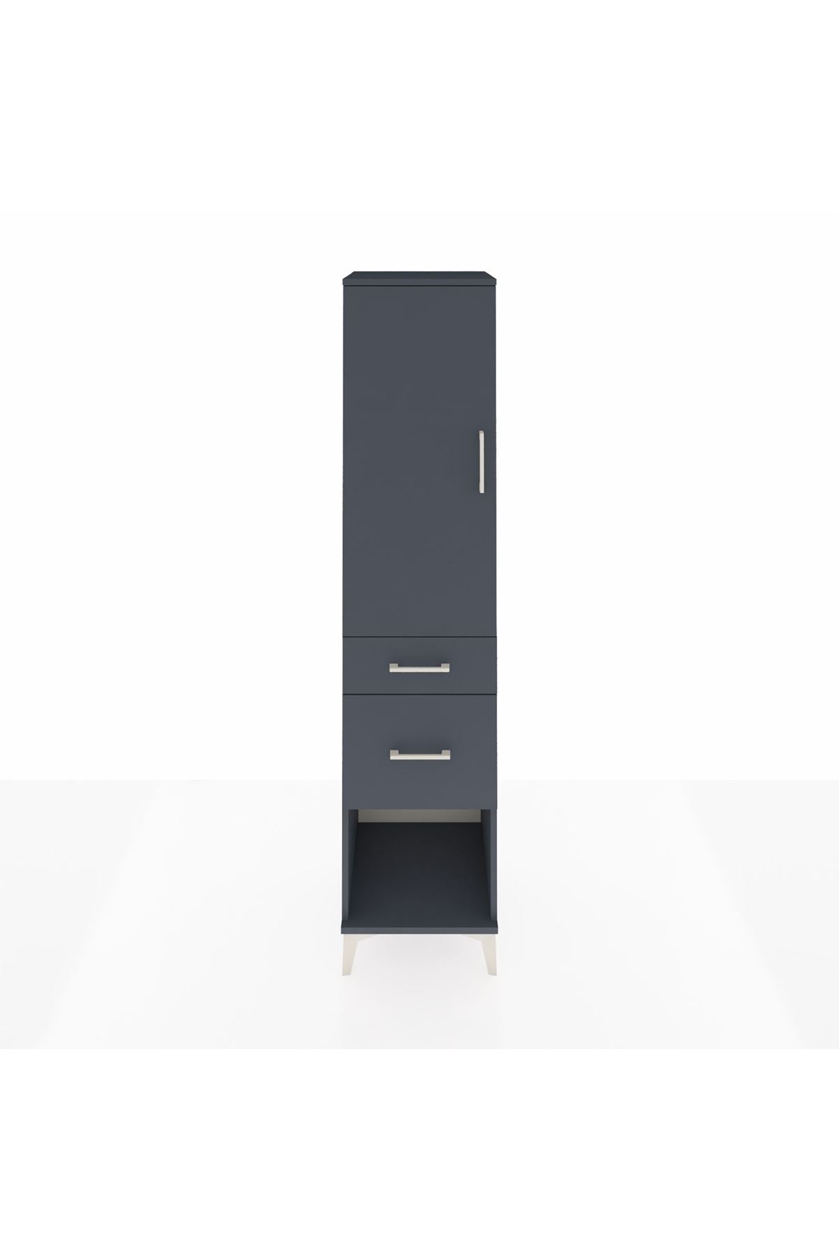 Hyperion Dolap 3 Raflı 2 Çekmeceli Tek Kapaklı 44x44x195 Antrasit-Antrasit