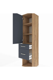 Hyperion Dolap 3 Raflı 2 Çekmeceli Tek Kapaklı 44x44x195 Çam-Antrasit