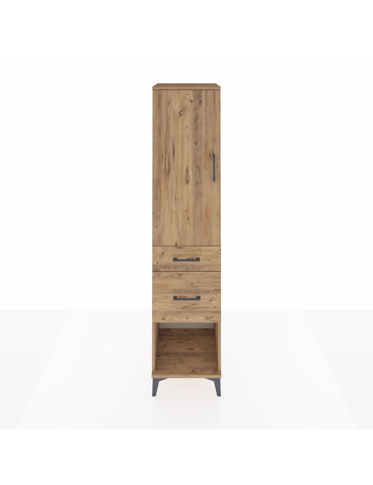 Hyperion Dolap 3 Raflı 2 Çekmeceli Tek Kapaklı 44x44x195 Çam-Çam