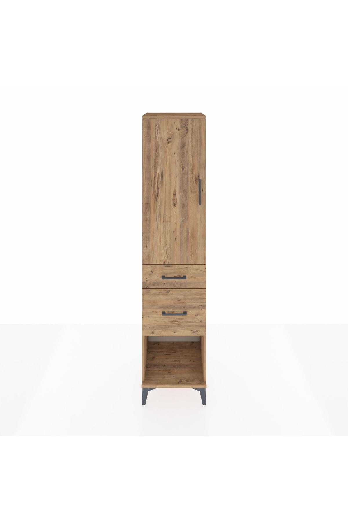 Hyperion Dolap 3 Raflı 2 Çekmeceli Tek Kapaklı 44x44x195 Çam-Çam