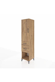 Hyperion Dolap 3 Raflı 2 Çekmeceli Tek Kapaklı 44x44x195 Çam-Çam