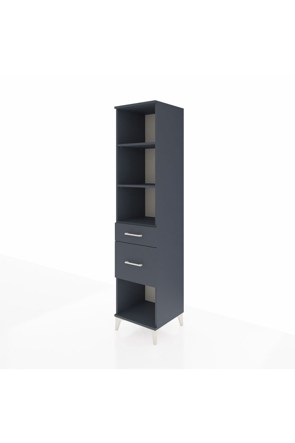 Hyperion Dolap 3 Raflı 2 Çekmeceli 44x44x195 Antrasit-Antrasit