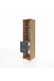 Hyperion Dolap 3 Raflı 2 Çekmeceli 44x44x195 Çam-Antrasit