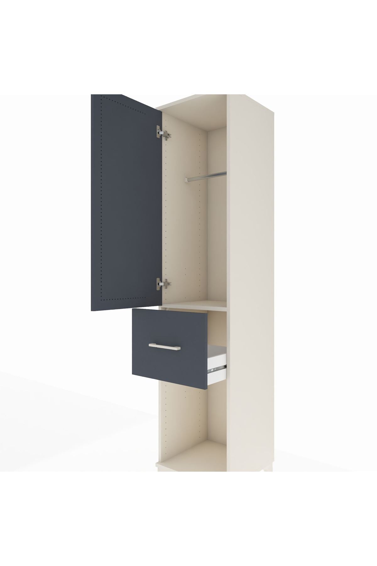 Hyperion Dolap Tek Raflı Tek Çekmeceli Tek Askılı 44x44x195 Aytaşı-Antrasit