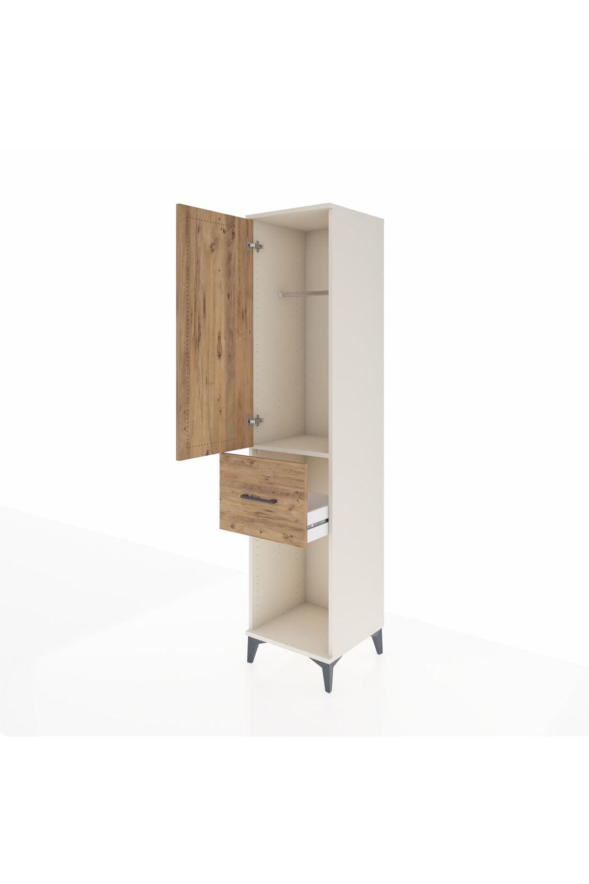 Hyperion Dolap Tek Raflı Tek Çekmeceli Tek Askılı 44x44x195 Aytaşı-Çam