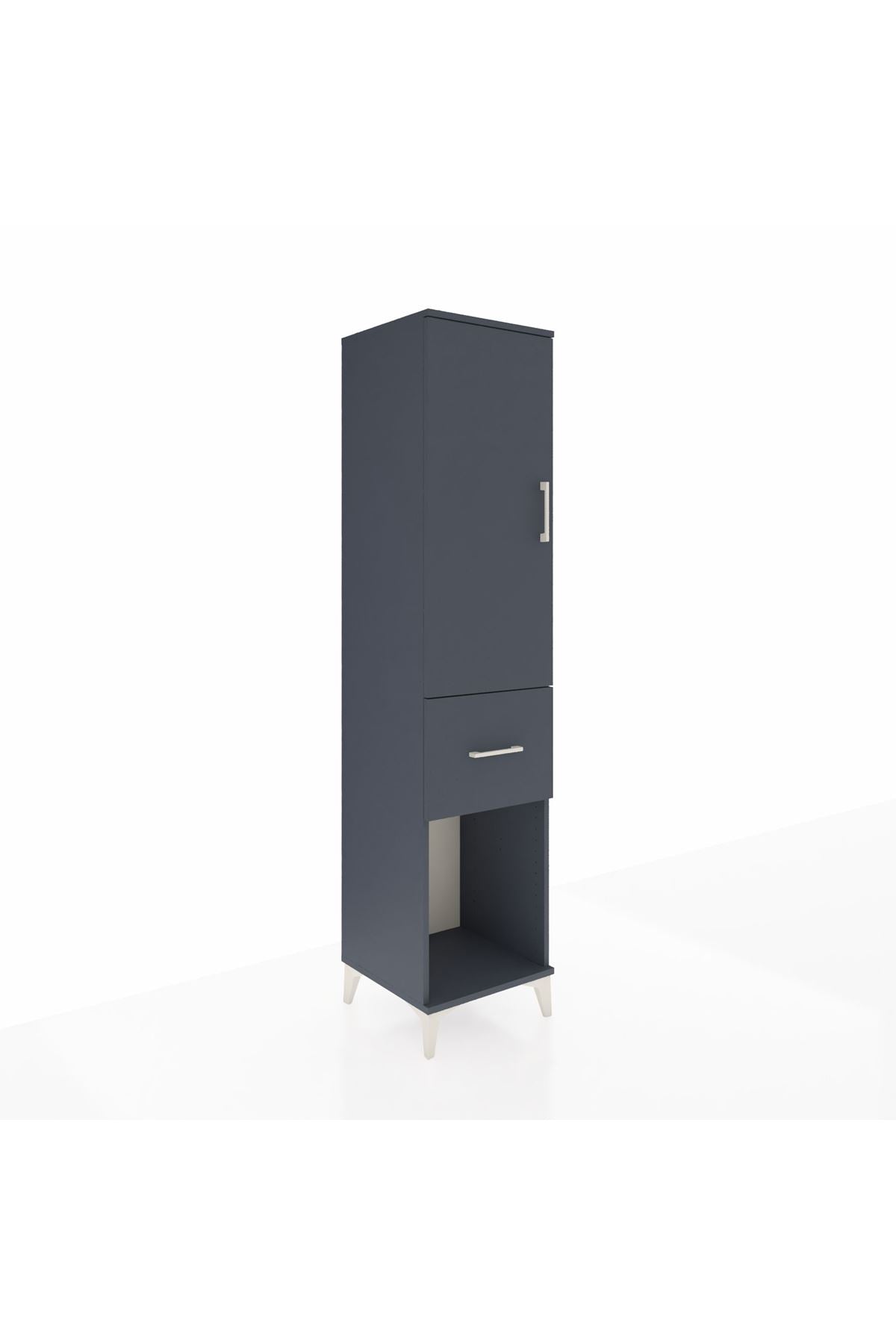 Hyperion Dolap Tek Raflı Tek Çekmeceli Tek Askılı 44x44x195 Antrasit-Antrasit