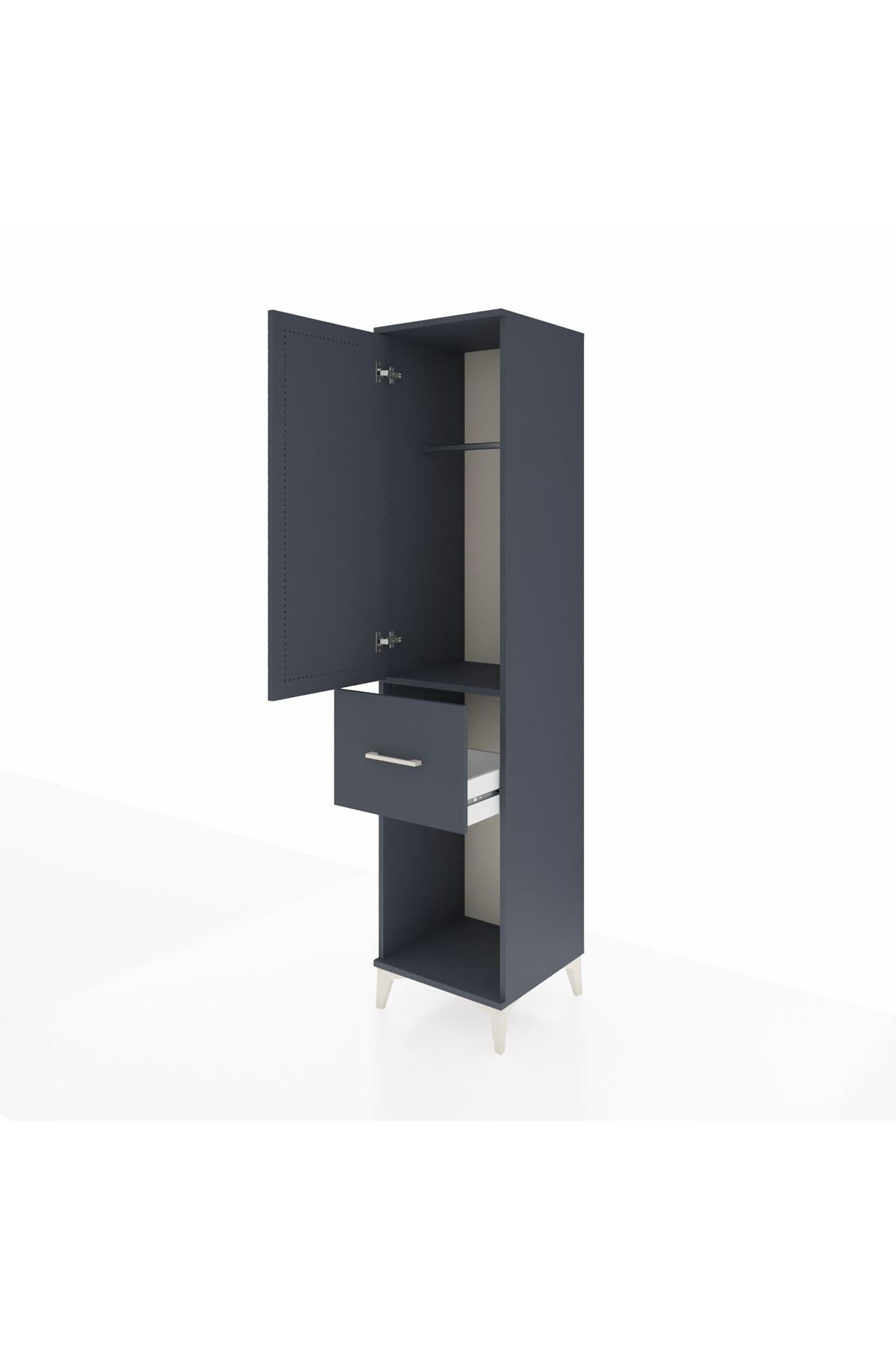 Hyperion Dolap Tek Raflı Tek Çekmeceli Tek Askılı 44x44x195 Antrasit-Antrasit