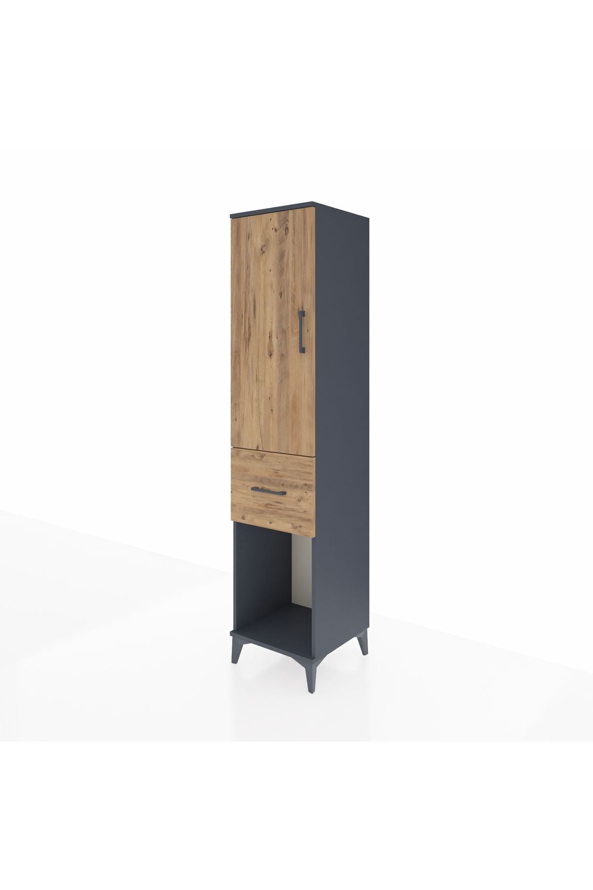 Hyperion Dolap Tek Raflı Tek Çekmeceli Tek Askılı 44x44x195 Antrasit-Çam