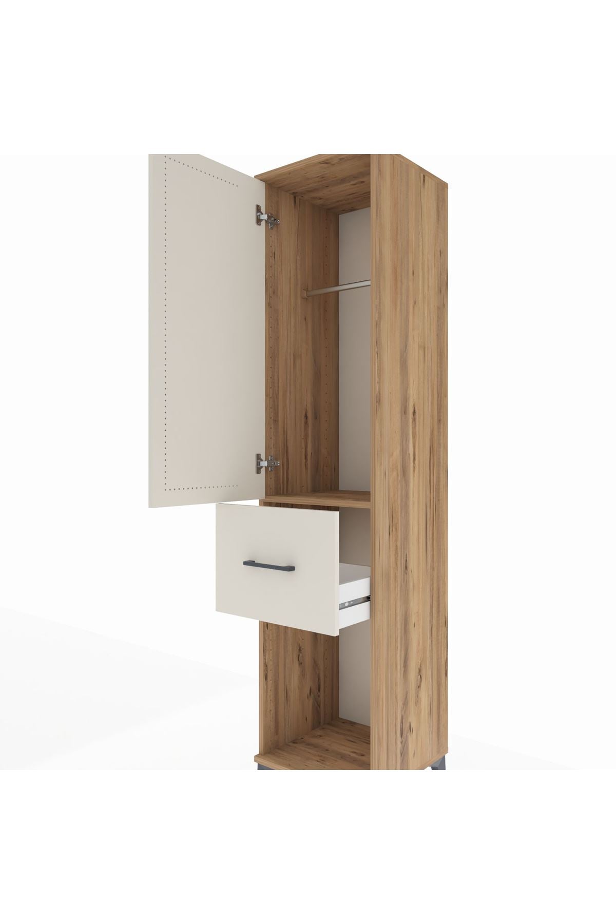 Hyperion Dolap Tek Raflı Tek Çekmeceli Tek Askılı 44x44x195 Çam-Aytaşı
