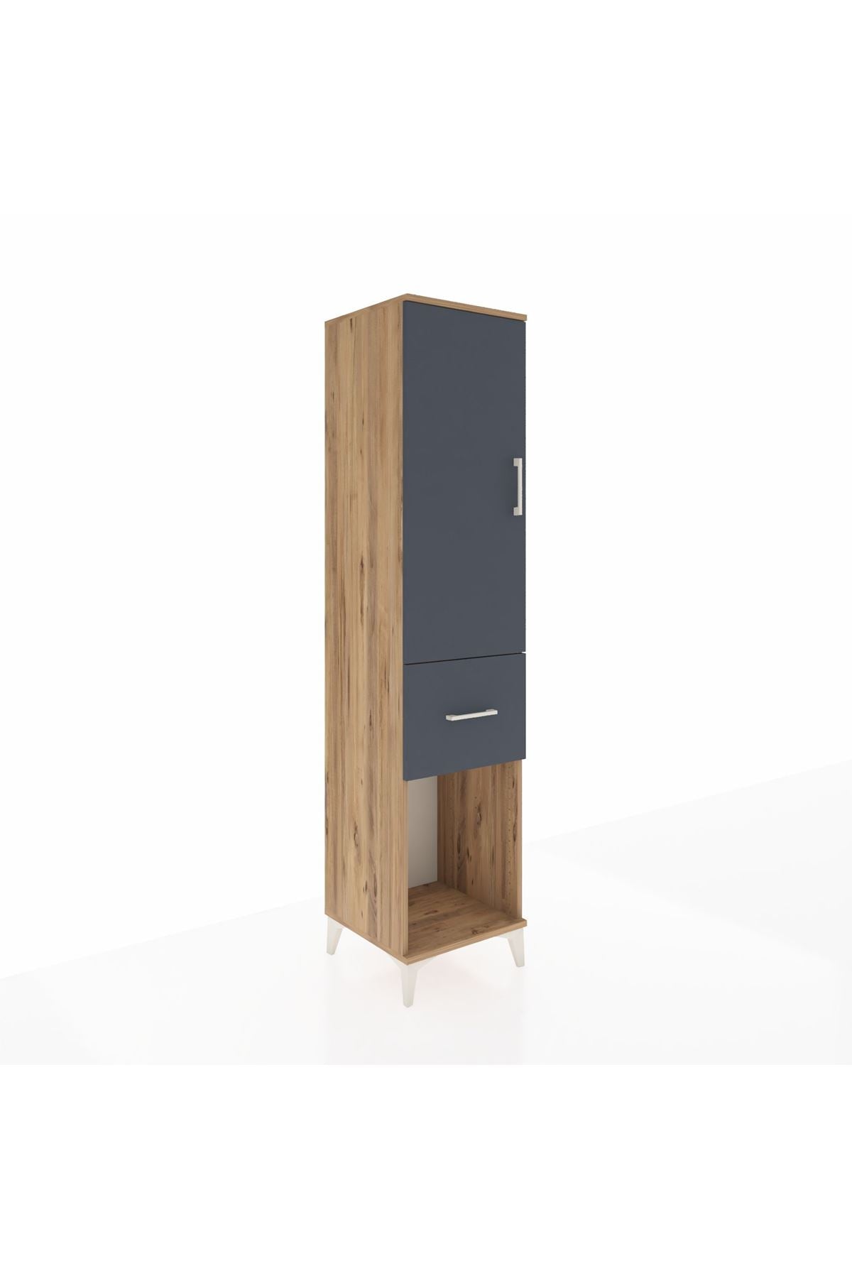 Hyperion Dolap Tek Raflı Tek Çekmeceli Tek Askılı 44x44x195 Çam-Antrasit