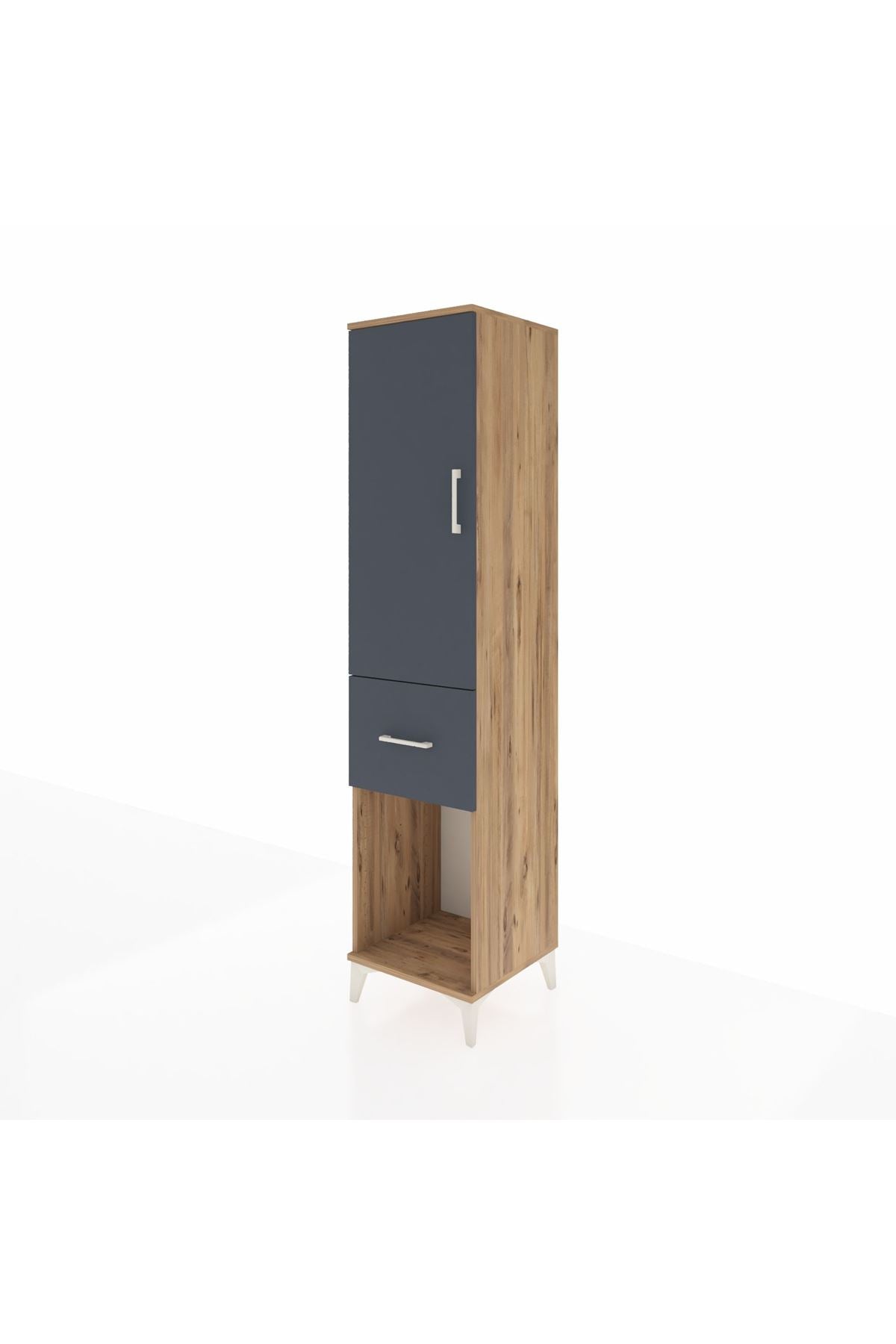 Hyperion Dolap Tek Raflı Tek Çekmeceli Tek Askılı 44x44x195 Çam-Antrasit