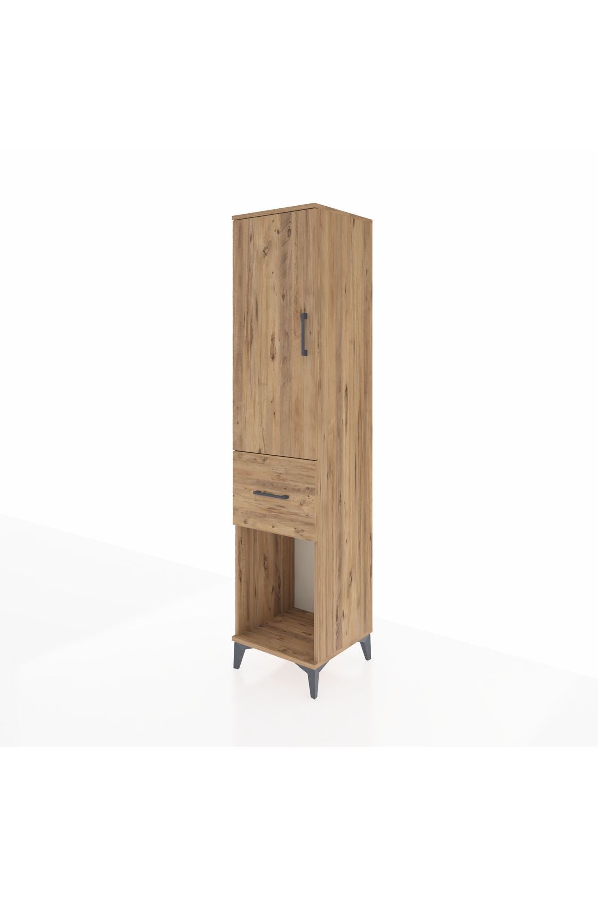 Hyperion Dolap Tek Raflı Tek Çekmeceli Tek Askılı 44x44x195 Çam-Çam