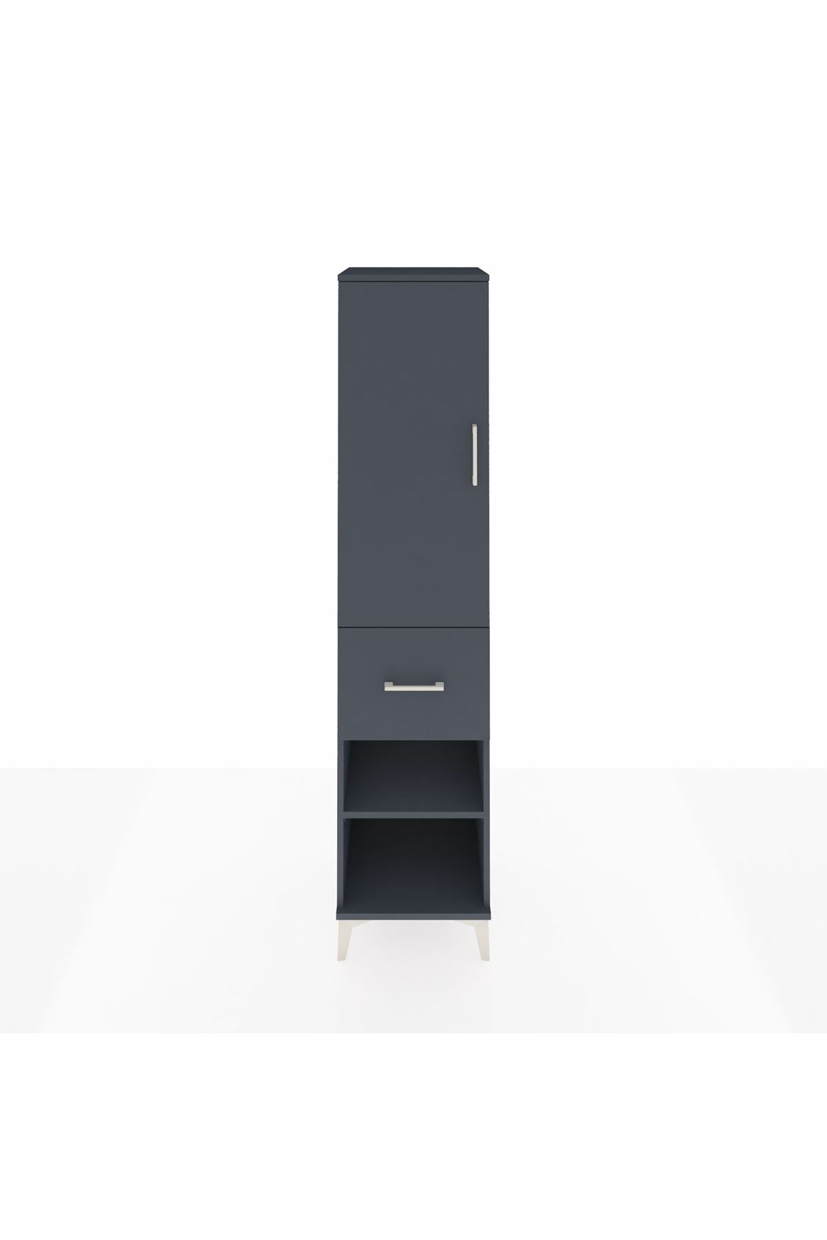 Hyperion Dolap 4 Raflı Tek Çekmeceli Tek Kapaklı 44x44x195 Antrasit-Antrasit