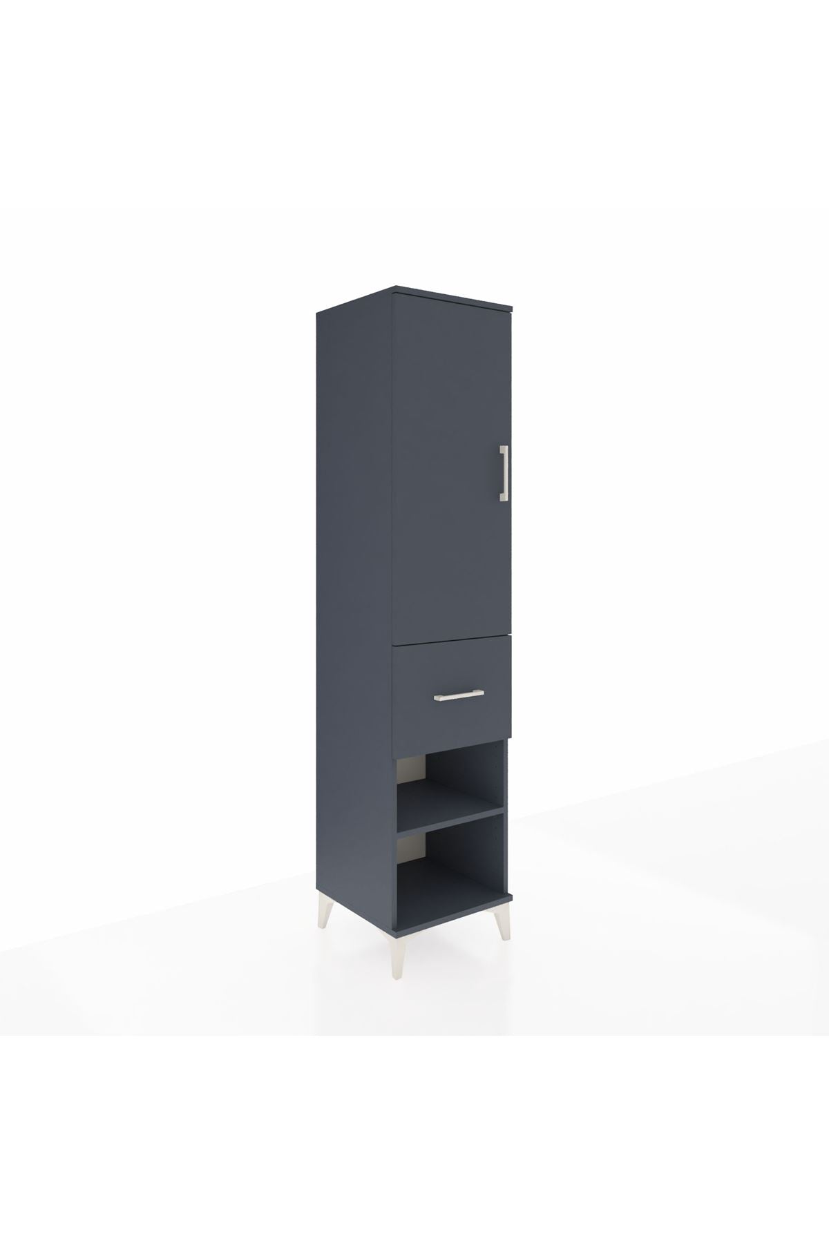 Hyperion Dolap 4 Raflı Tek Çekmeceli Tek Kapaklı 44x44x195 Antrasit-Antrasit